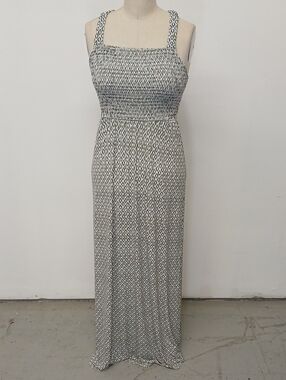 Gilli Green & White Geometric Smocked Maxi Dress from StitchFix